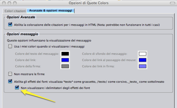 Formattazione del testo su Mozilla Thunderbird.