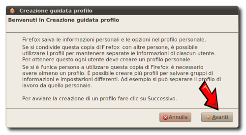 Creazione di un nuovo profilo su Mozilla Firefox.