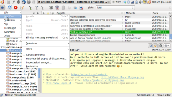 Utilizzo di Compact Menu 2 su Mozilla Thunderbird